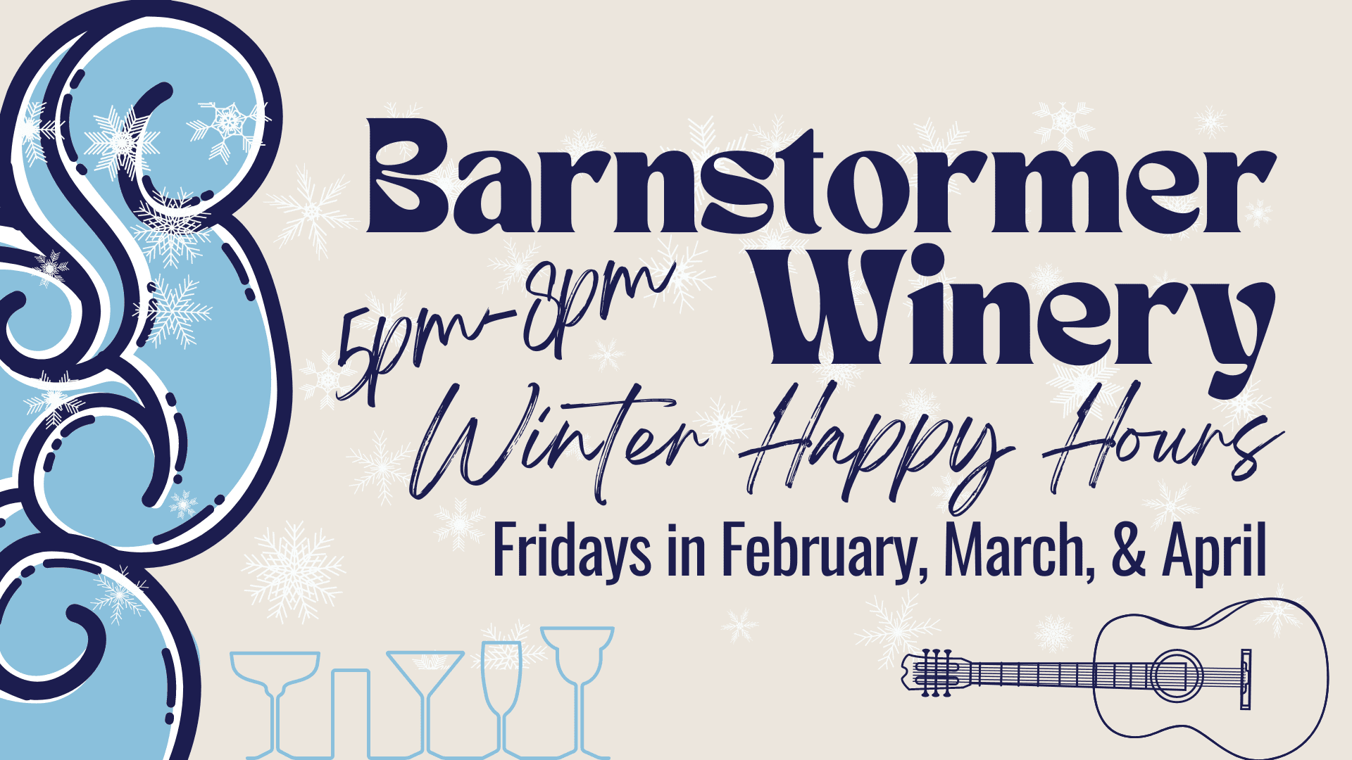 Last chance for our winter happy hour & live music series THIS Friday April 29th from 5pm-8pm!